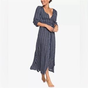 Roxy Blue Striped Maxi Dress Small 4 Subway Atmosphere Dress
